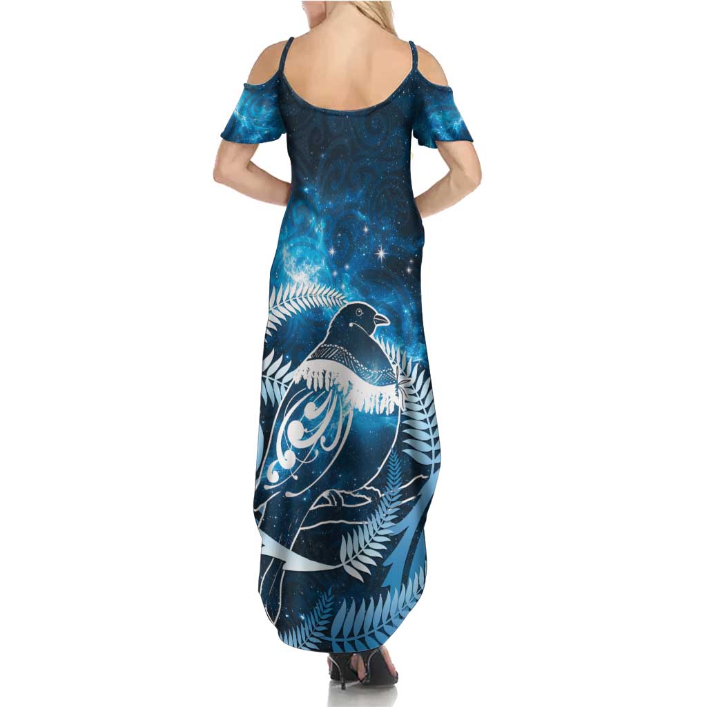 New Zealand Matariki Family Matching Summer Maxi Dress and Hawaiian Shirt Pigeon Kereru Maori Fern Art LT05 - Polynesian Pride