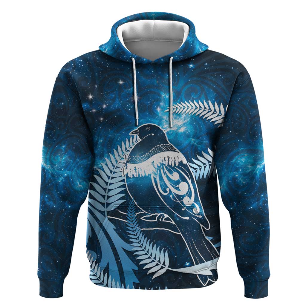 New Zealand Matariki Hoodie Pigeon Kereru Maori Fern Art LT05 Pullover Hoodie Blue - Polynesian Pride