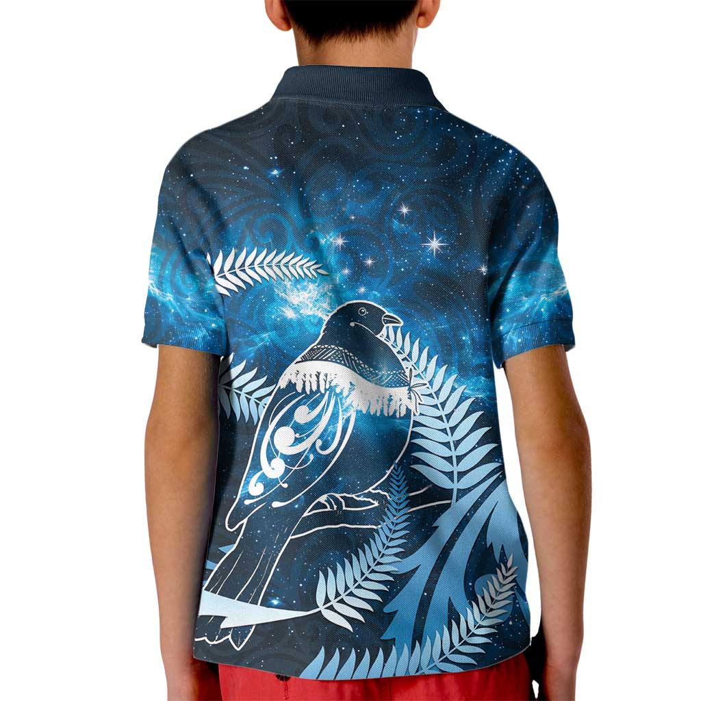 New Zealand Matariki Kid Polo Shirt Pigeon Kereru Maori Fern Art