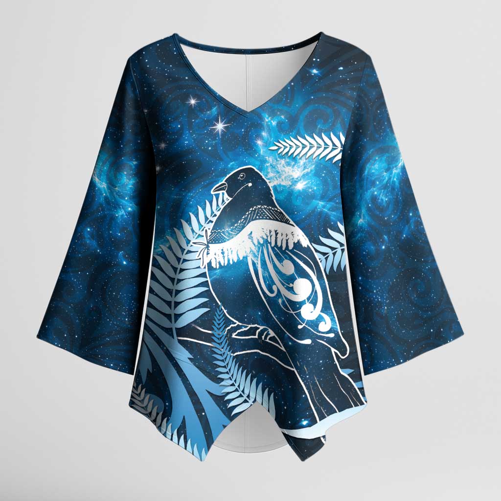 New Zealand Matariki Kimono Sleeve Blouse Pigeon Kereru Maori Fern Art