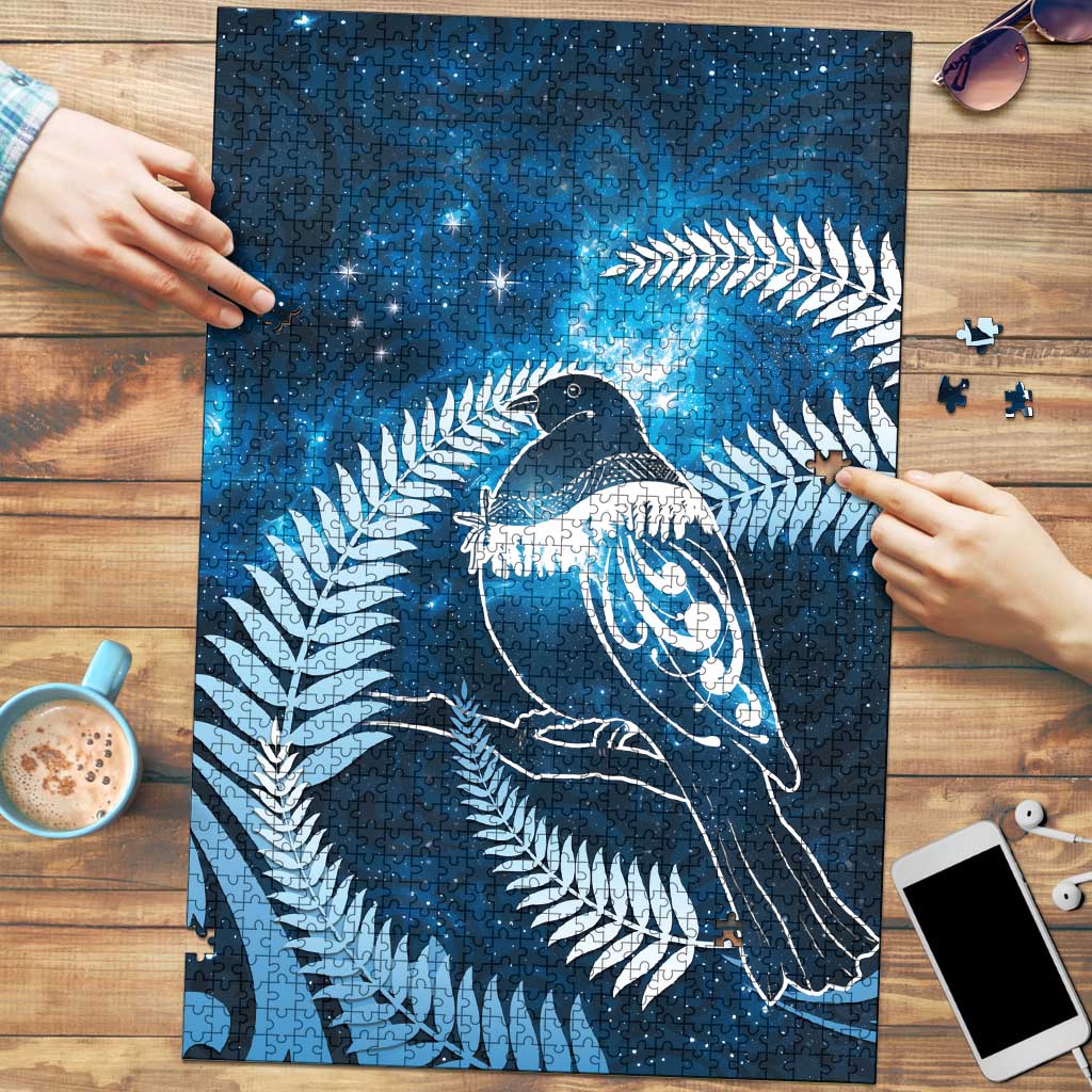New Zealand Matariki Puzzle Pigeon Kereru Maori Fern Art LT05 Blue - Polynesian Pride