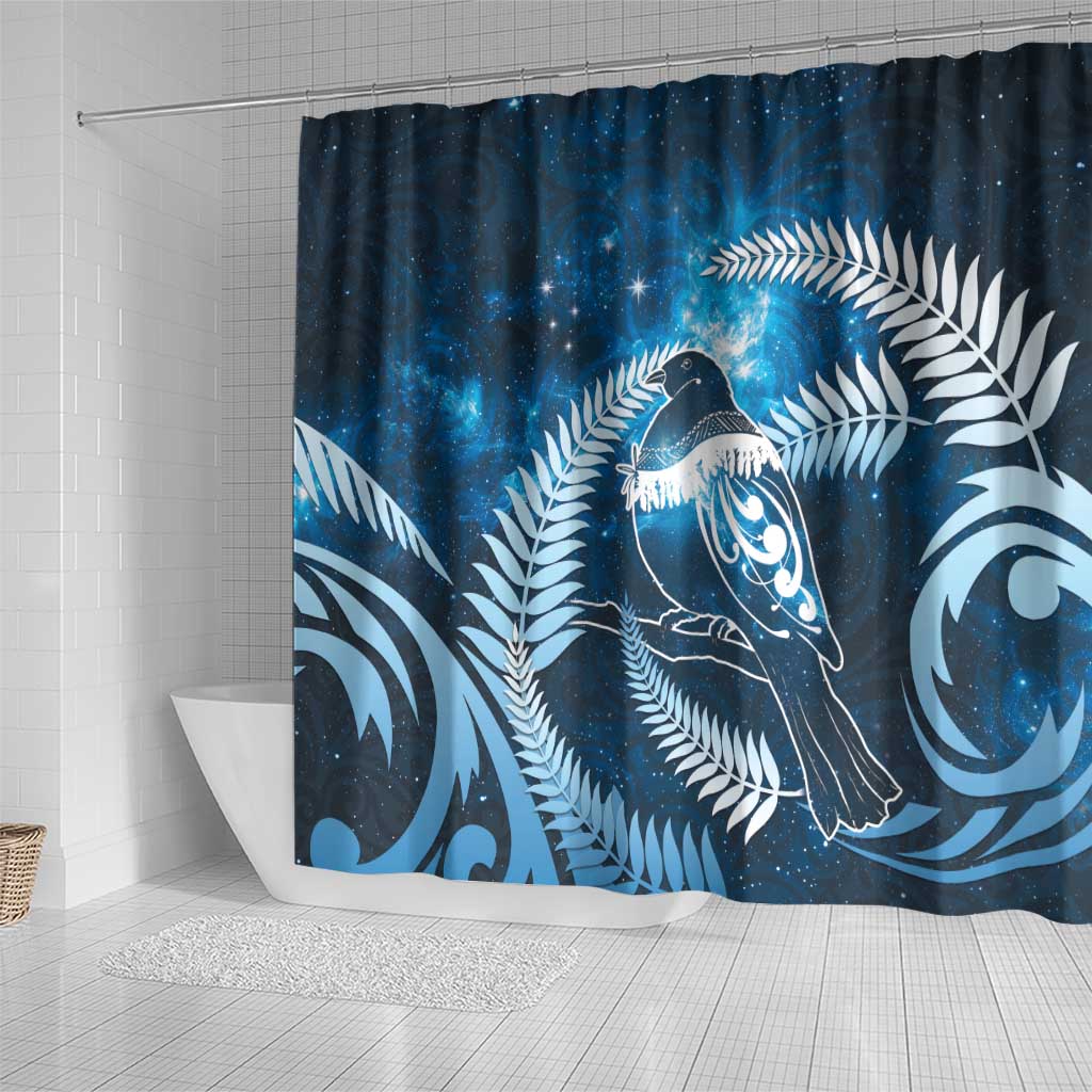 New Zealand Matariki Shower Curtain Pigeon Kereru Maori Fern Art