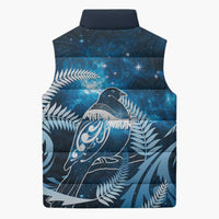 New Zealand Matariki Sleeveless Puffer Jacket Pigeon Kereru Maori Fern Art LT05 - Polynesian Pride