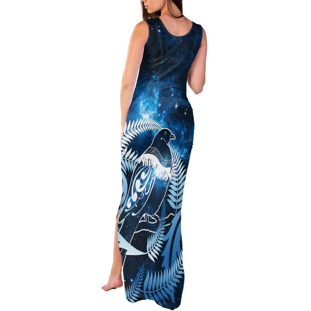 New Zealand Matariki Tank Maxi Dress Pigeon Kereru Maori Fern Art LT05 - Polynesian Pride