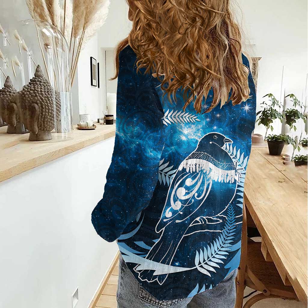 New Zealand Matariki Women Casual Shirt Pigeon Kereru Maori Fern Art LT05 - Polynesian Pride