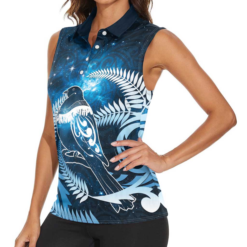 New Zealand Matariki Women Sleeveless Polo Shirt Pigeon Kereru Maori Fern Art LT05 - Polynesian Pride