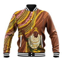 Hawaii King Kamehameha Baseball Jacket Hawaiian Kakau Pattern With Leis