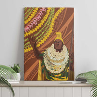 Hawaii King Kamehameha Canvas Wall Art Hawaiian Kakau Pattern With Leis