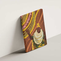 Hawaii King Kamehameha Canvas Wall Art Hawaiian Kakau Pattern With Leis