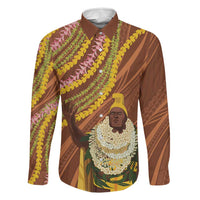 Hawaii King Kamehameha Family Matching Long Sleeve Bodycon Dress and Hawaiian Shirt Hawaiian Kakau Pattern With Leis