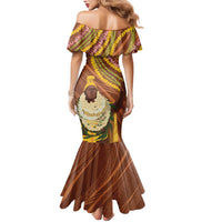 Hawaii King Kamehameha Family Matching Mermaid Dress and Hawaiian Shirt Hawaiian Kakau Pattern With Leis