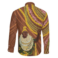 Hawaii King Kamehameha Family Matching Tank Maxi Dress and Hawaiian Shirt Hawaiian Kakau Pattern With Leis