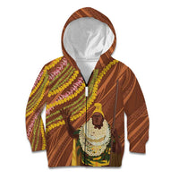 Hawaii King Kamehameha Kid Hoodie Hawaiian Kakau Pattern With Leis