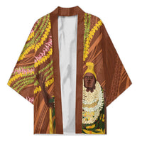 Hawaii King Kamehameha Kimono Hawaiian Kakau Pattern With Leis