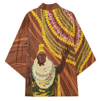 Hawaii King Kamehameha Kimono Hawaiian Kakau Pattern With Leis
