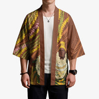 Hawaii King Kamehameha Kimono Hawaiian Kakau Pattern With Leis