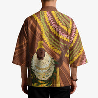 Hawaii King Kamehameha Kimono Hawaiian Kakau Pattern With Leis