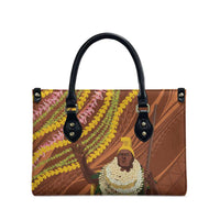 Hawaii King Kamehameha Leather Bag Hawaiian Kakau Pattern With Leis