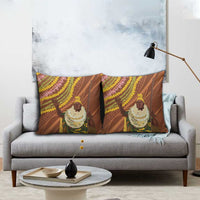 Hawaii King Kamehameha Pillow Cover Hawaiian Kakau Pattern With Leis