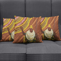 Hawaii King Kamehameha Pillow Cover Hawaiian Kakau Pattern With Leis