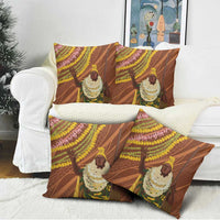 Hawaii King Kamehameha Pillow Cover Hawaiian Kakau Pattern With Leis