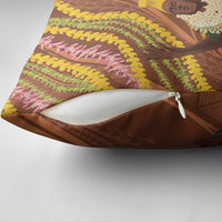 Hawaii King Kamehameha Pillow Cover Hawaiian Kakau Pattern With Leis