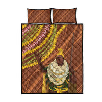 Hawaii King Kamehameha Quilt Bed Set Hawaiian Kakau Pattern With Leis