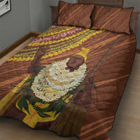 Hawaii King Kamehameha Quilt Bed Set Hawaiian Kakau Pattern With Leis