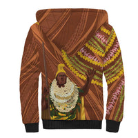 Hawaii King Kamehameha Sherpa Hoodie Hawaiian Kakau Pattern With Leis