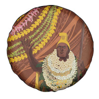 Hawaii King Kamehameha Spare Tire Cover Hawaiian Kakau Pattern With Leis LT05 - Polynesian Pride