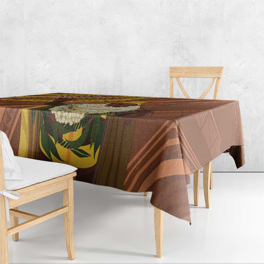 Hawaii King Kamehameha Tablecloth Hawaiian Kakau Pattern With Leis