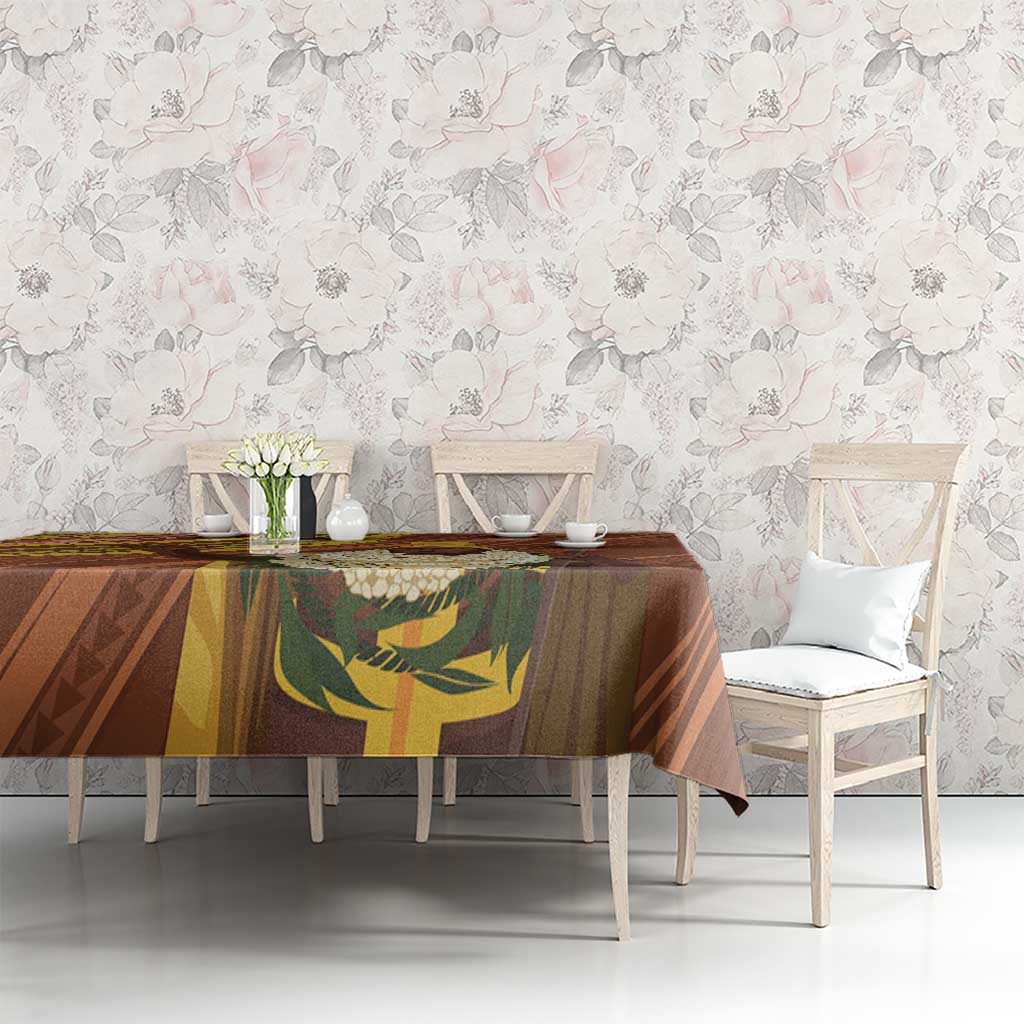 Hawaii King Kamehameha Tablecloth Hawaiian Kakau Pattern With Leis
