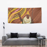 Hawaii King Kamehameha Tapestry Hawaiian Kakau Pattern With Leis