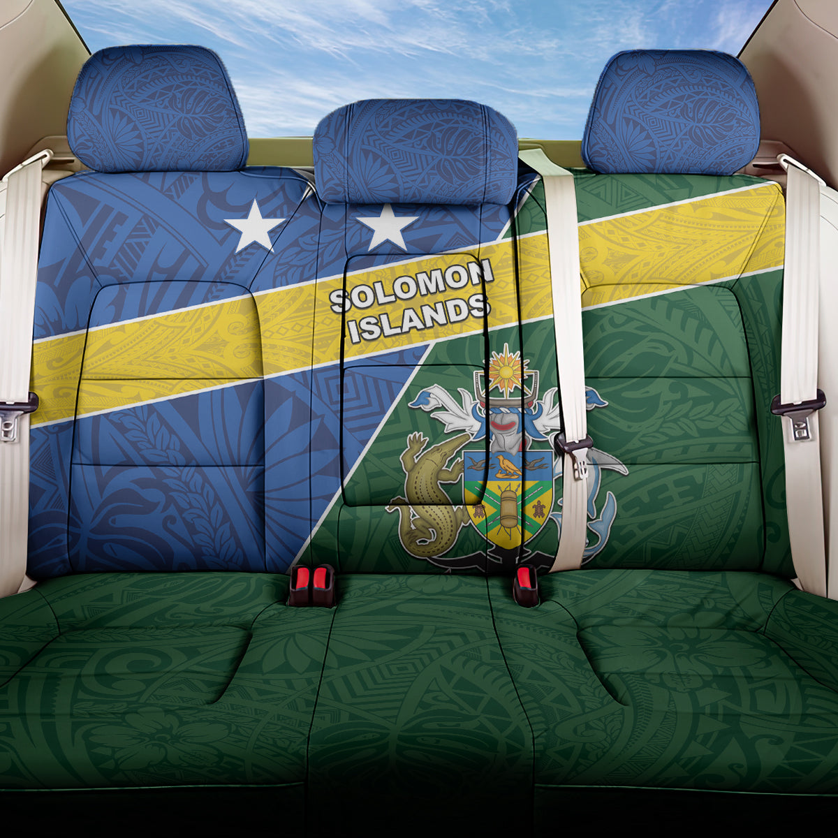 Solomon Islands Independence Day Back Car Seat Cover With Coat Of Arms