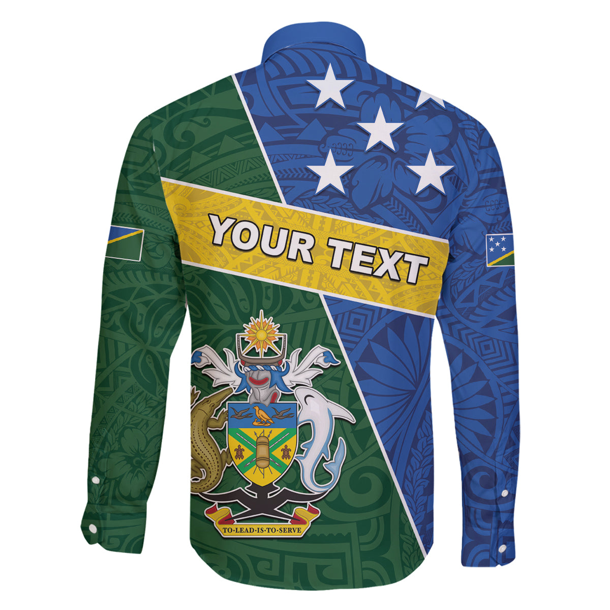 Personalised Solomon Islands Independence Day Family Matching Off The Shoulder Long Sleeve Dress and Hawaiian Shirt With Coat Of Arms