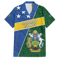 Personalised Solomon Islands Independence Day Family Matching Puletasi and Hawaiian Shirt With Coat Of Arms LT05 Dad's Shirt - Short Sleeve Green - Polynesian Pride