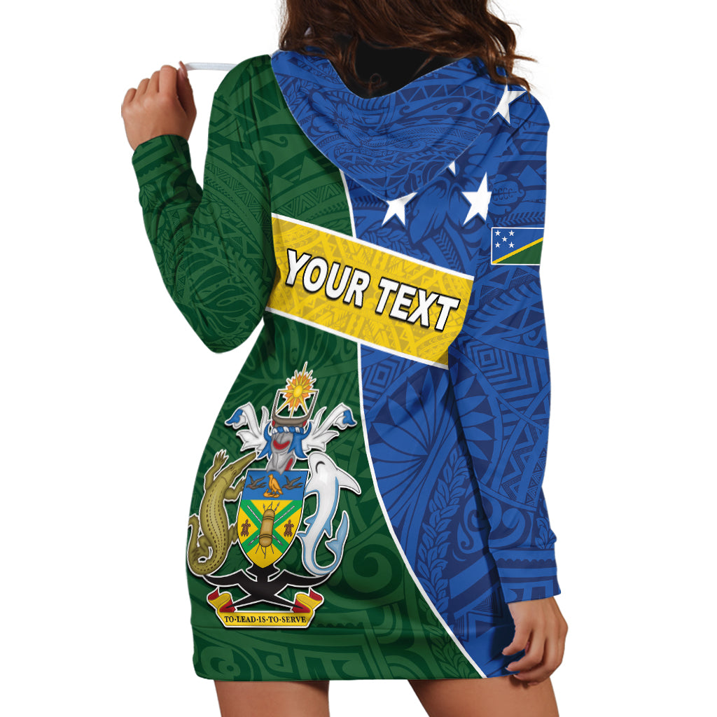 Personalised Solomon Islands Independence Day Hoodie Dress With Coat Of Arms LT05 - Polynesian Pride