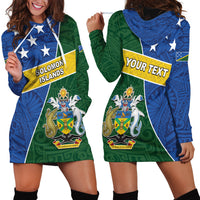 Personalised Solomon Islands Independence Day Hoodie Dress With Coat Of Arms LT05 - Polynesian Pride