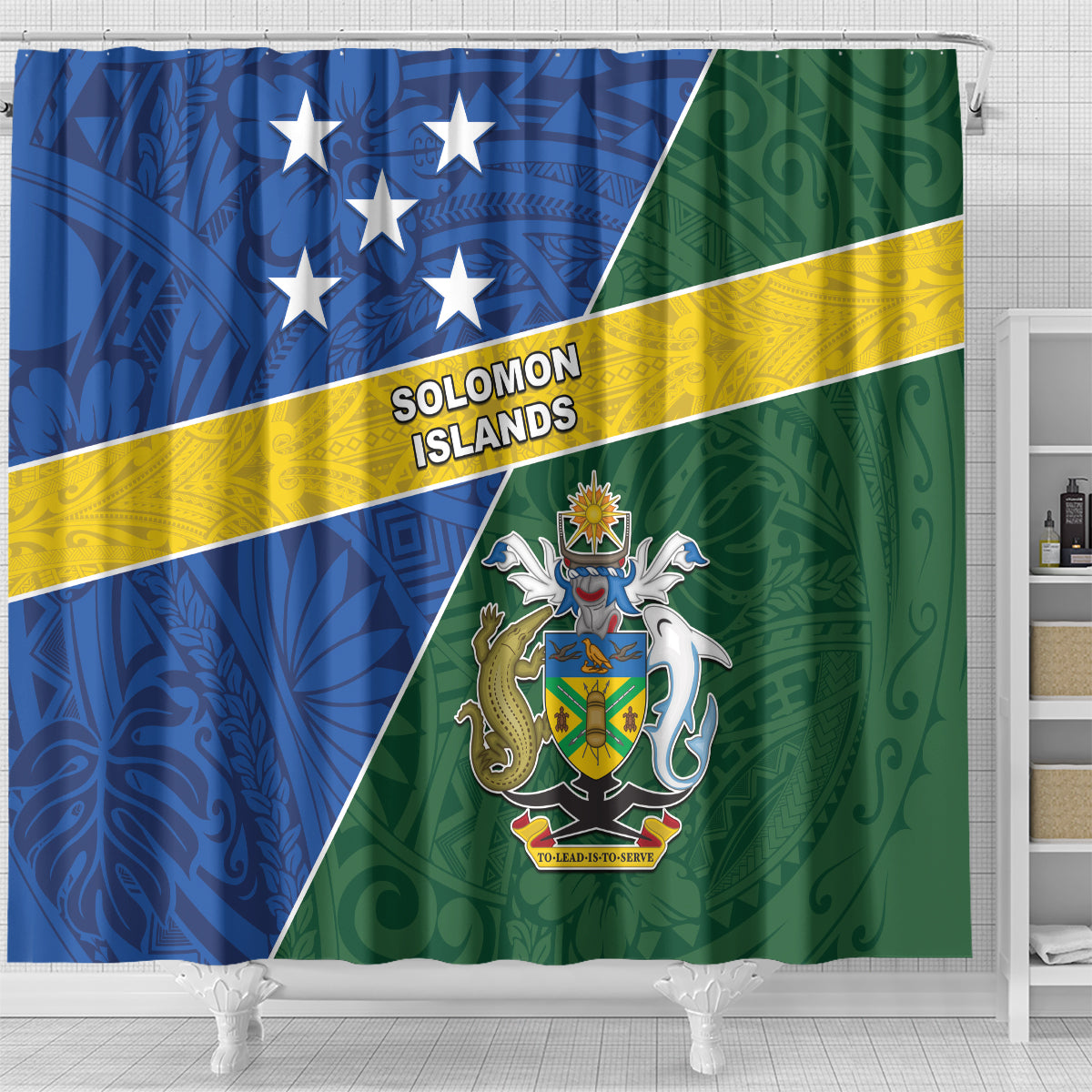 Solomon Islands Independence Day Shower Curtain With Coat Of Arms