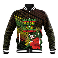 Personalized Hawaii Born and Raised Baseball Jacket Kanaka Maoli Flag Day LT05 Unisex Reggae - Polynesian Pride