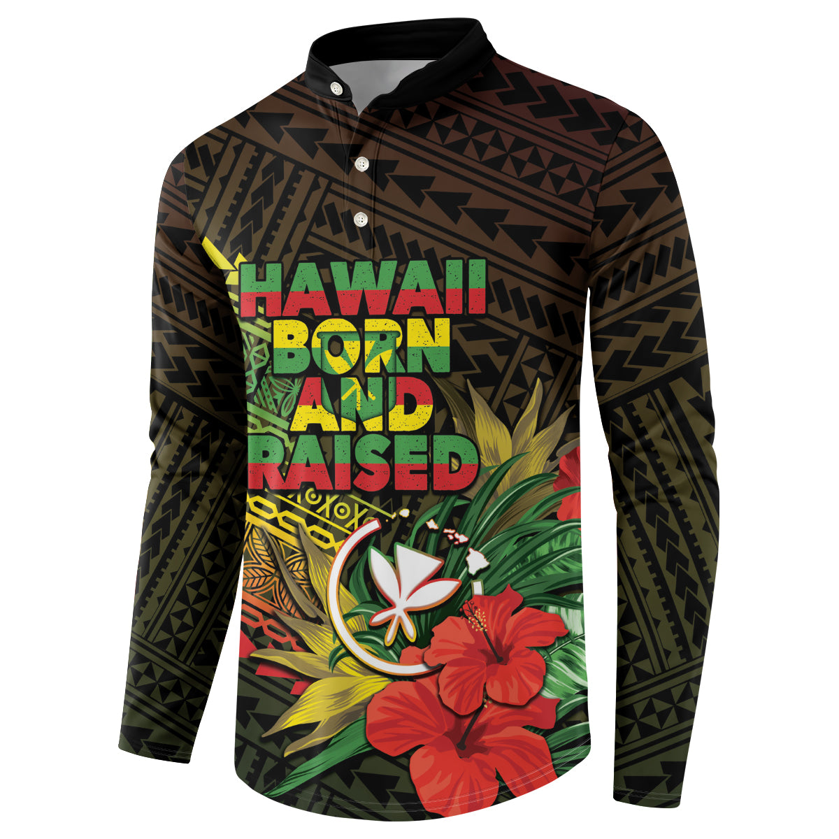 Personalized Hawaii Born and Raised Button Sweatshirt Kanaka Maoli Flag Day LT05 - Polynesian Pride