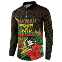 Personalized Hawaii Born and Raised Button Sweatshirt Kanaka Maoli Flag Day LT05 - Polynesian Pride
