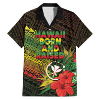 Personalized Hawaii Born and Raised Family Matching Mermaid Dress and Hawaiian Shirt Kanaka Maoli Flag Day LT05 Dad's Shirt - Short Sleeve Reggae - Polynesian Pride