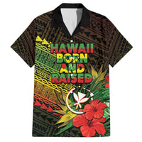 Personalized Hawaii Born and Raised Family Matching Short Sleeve Bodycon Dress and Hawaiian Shirt Kanaka Maoli Flag Day LT05 Dad's Shirt - Short Sleeve Reggae - Polynesian Pride