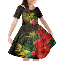 Personalized Hawaii Born and Raised Family Matching Tank Maxi Dress and Hawaiian Shirt Kanaka Maoli Flag Day LT05 Daughter's Dress Reggae - Polynesian Pride