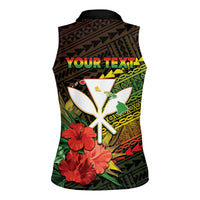 Personalized Hawaii Born and Raised Women Sleeveless Polo Shirt Kanaka Maoli Flag Day LT05 - Polynesian Pride
