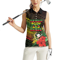 Personalized Hawaii Born and Raised Women Sleeveless Polo Shirt Kanaka Maoli Flag Day LT05 - Polynesian Pride