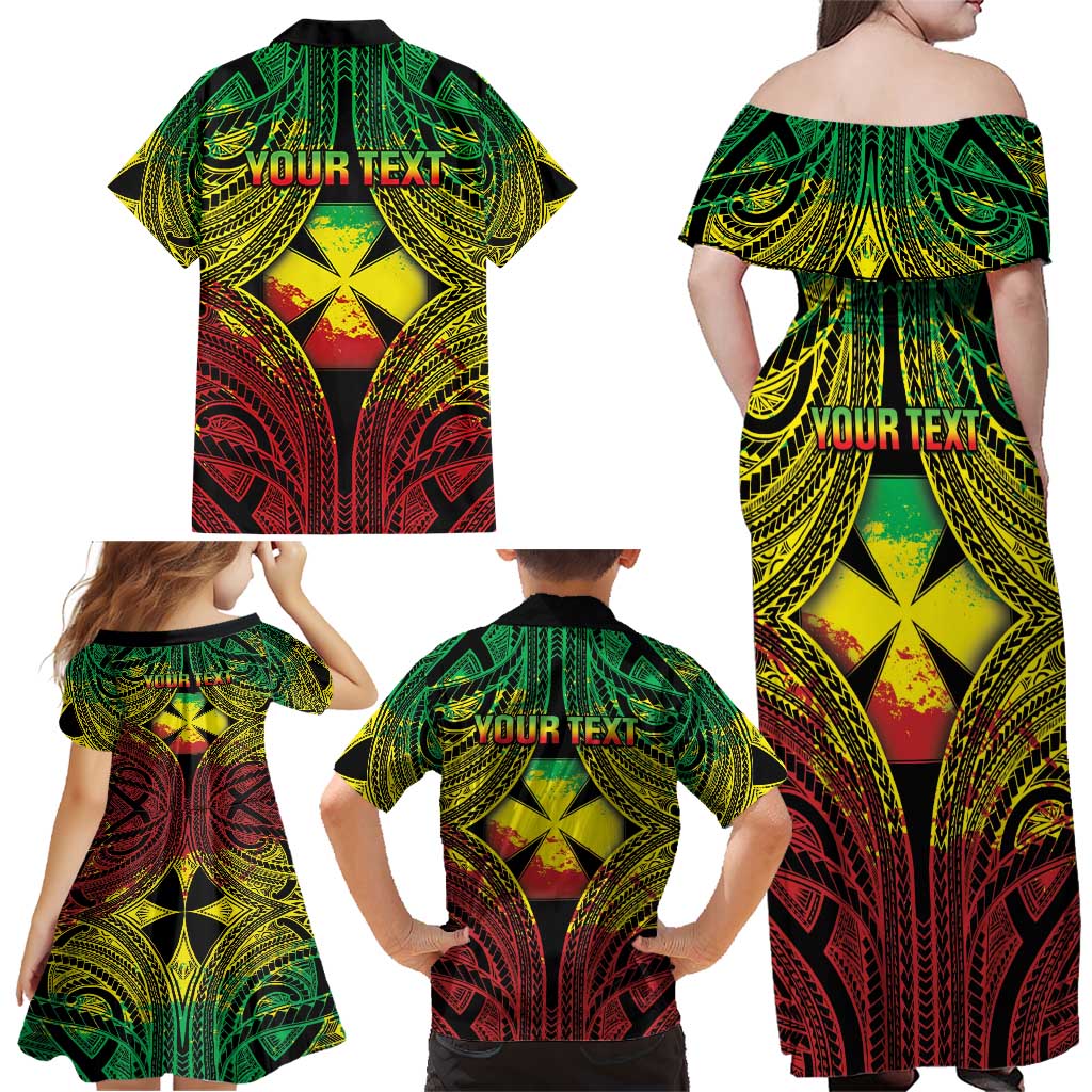 Personalised Wallis and Futuna Territory Day Family Matching Off Shoulder Maxi Dress and Hawaiian Shirt Polynesian Pattern Simple Style LT05 - Polynesian Pride