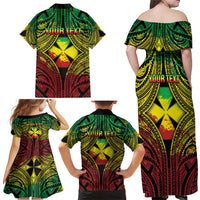 Personalised Wallis and Futuna Territory Day Family Matching Off Shoulder Maxi Dress and Hawaiian Shirt Polynesian Pattern Simple Style LT05 - Polynesian Pride