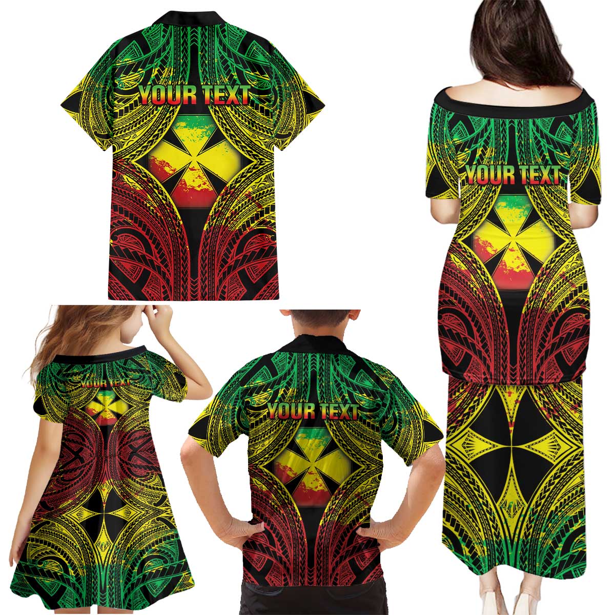 Personalised Wallis and Futuna Territory Day Family Matching Puletasi and Hawaiian Shirt Polynesian Pattern Simple Style LT05 - Polynesian Pride